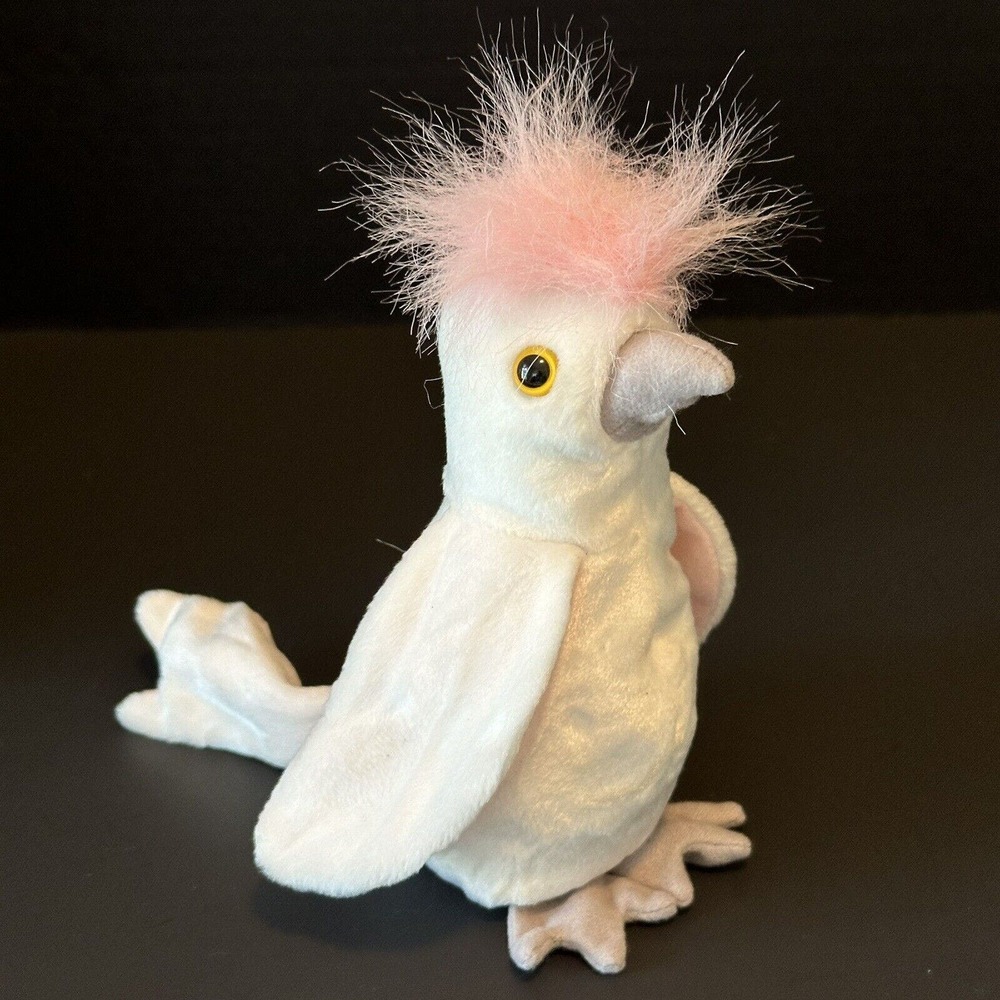 Ty Beanie Babies KuKu White Pink Cockatoo Bird Parrot 1997 VTG CLEAN